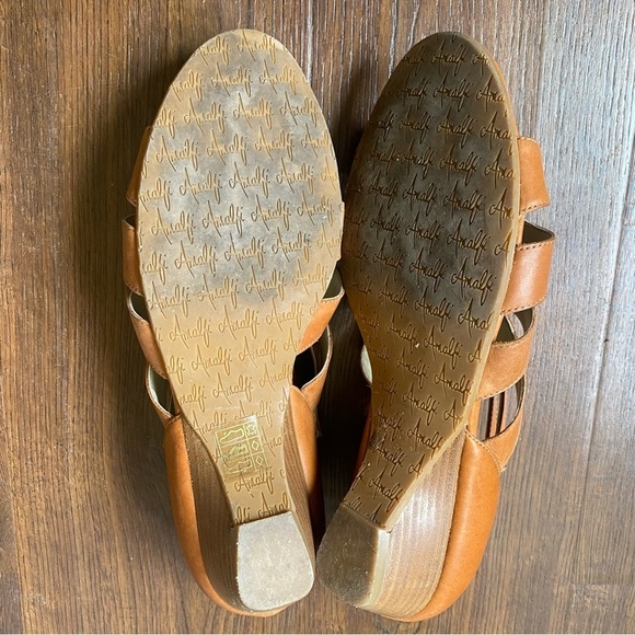 Rangoni Almafi Women’s Cognac Tan Leather Strappy Wedge Sandals SZ 9 - Picture 14 of 14